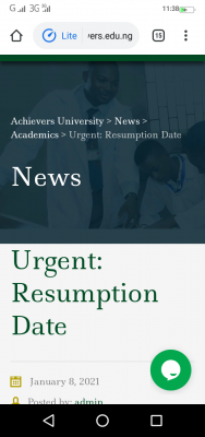 Achievers University notice on resumption