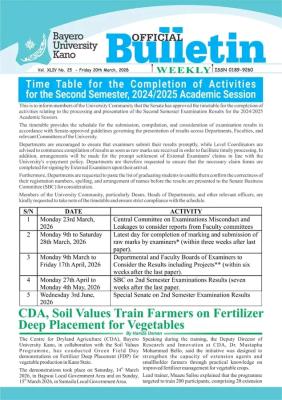 BUK time-table for completion of 2nd semester, 2024/2025 session