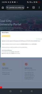 Coal City University JUPEB Admission form, 2026/2027