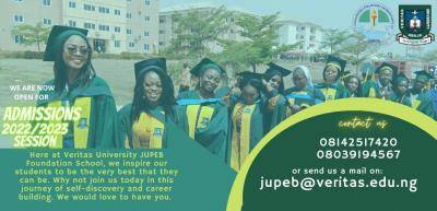 Veritas University JUPEB Admission form, 2022/2023