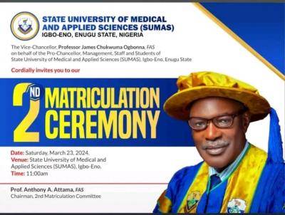 State University of Med & Applied Science announces 2nd matriculation ceremony