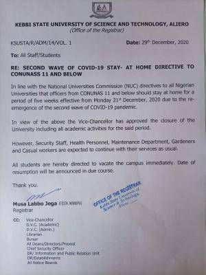 KSUSTA stay-at-home directive to staff