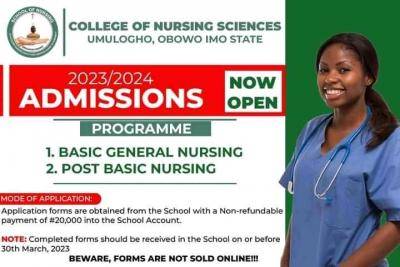 College of Nursing Science, Umulogho Obowo, Imo state admission form, 2023/2024