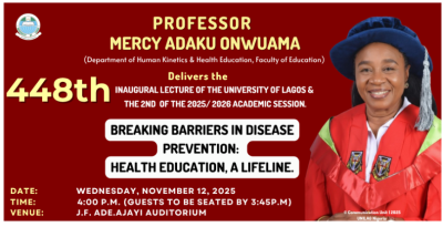 UNILAG's 448th Inaugural Lecture holds Nov. 12
