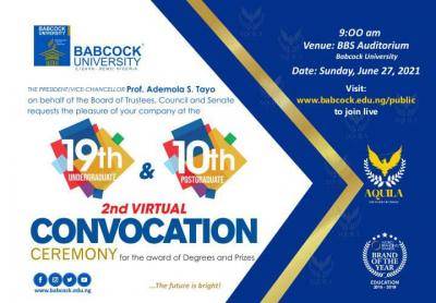 Babcock University 19th Undergraduate & 10th Postgraduate virtual convocation