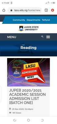 LASU JUPEB 2020/2021 academic session admission list (Batch One)