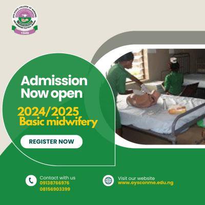 Oyo State College of Nursing Basic Midwifery Admission, 2024/2025