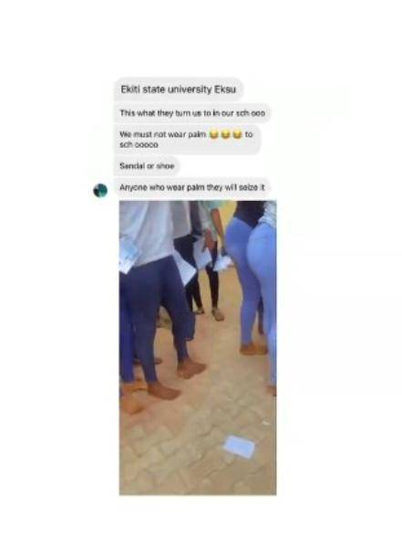 EKSU students walk bare-footed as school introduces no-slippers policy
