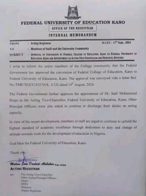 Federal College of Education, Kano gets approval to operate as a university