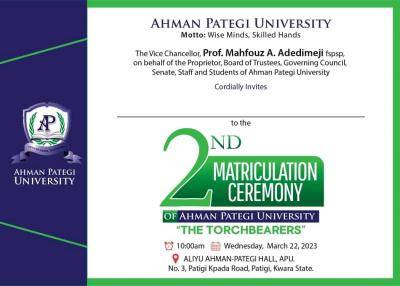 Ahman Pategi 2nd Matriculation Ceremony holds Wed 22nd March