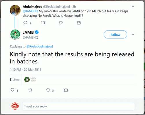 JAMB 2018 Results are being released in batches - JAMBHQ