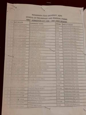NSUK 1st Batch IJMB admission list, 2021/2022