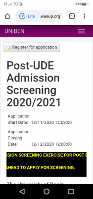 UNIBEN extends Direct Entry registration deadline for 2020/2021 session