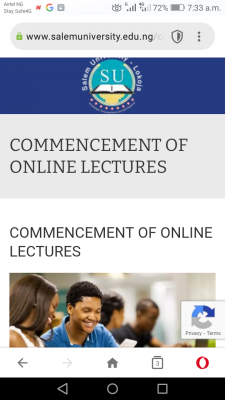 Salem University notice on commencement of online lectures