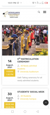 Arthur Javis University announces 5th matriculation ceremony