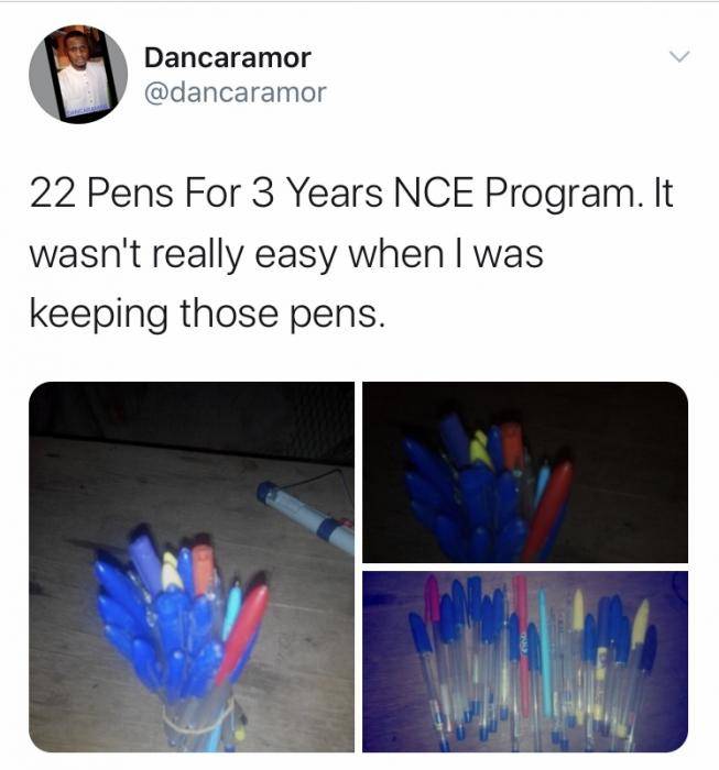 Student Celebrates Using 22 Pens in School