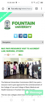 FUO College of Law, College of Basic Medical and Health Sciences undergo NUC's verification