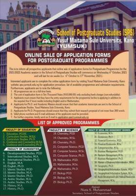NMU postgraduate admission for 2021/2022 session