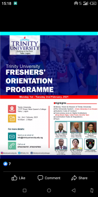 Trinity University Freshers Orientation programme