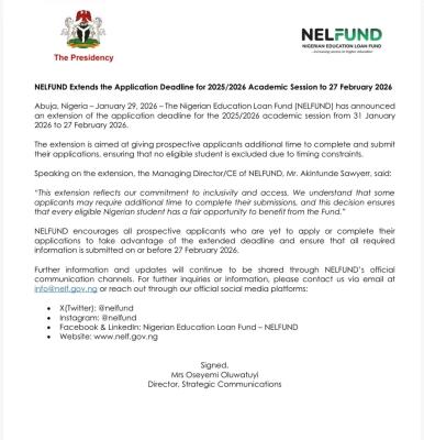 NELFUND extends the application deadline for 2025/2026 session