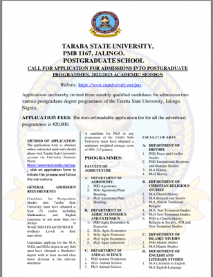 TASU Postgraduate form, 2022/2023 session