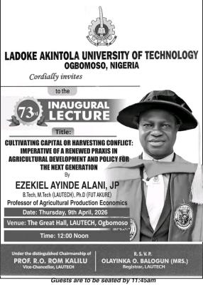 LAUTECH announces 73rd Inaugural Lecture