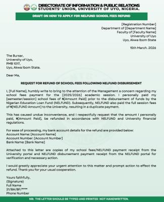 UNIUYO SUG guide on how to apply for NELFUND refund
