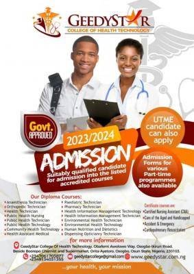 Geedy Star College Of Health Technology Releases 2023/2024 Admission Form