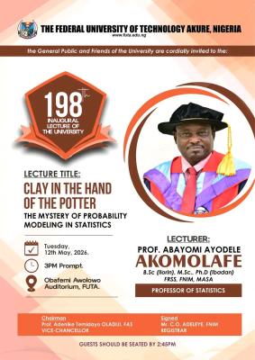 FUTA to hold 198th Inaugural Lecture, May 12