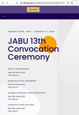JABU announces 13th Convocation Ceremony