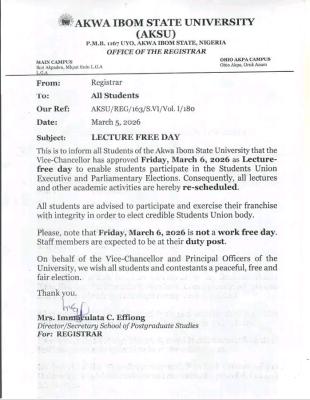 AKSU announces lecture-free day for SUG elections
