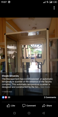 Elizade University commissions automatic temperature scanner to mitigate spread of COVID-19