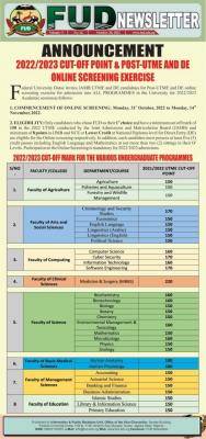 FUDutse Post-UTME 2022: cut-off marks, eligibility and registration details