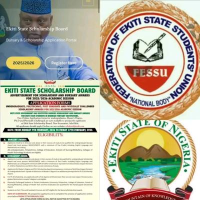 Ekiti State Scholarship Board announces 2025/2026 Bursary and Scholarship awards