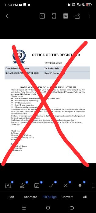 Admiralty University disowns fake ICT payment message, warns students and staff