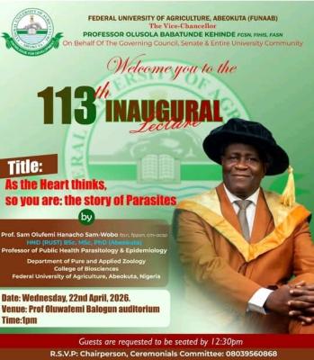 FUNAAB announces113th Inaugural Lecture