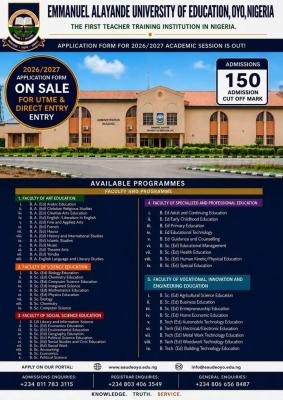 Emmanuel Alayande University of Education Post-UTME/DE 2026: Cut-off mark, Eligibility & Registration
