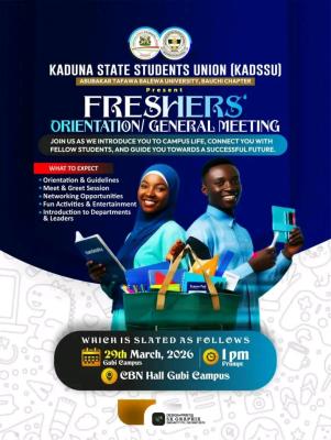 ATBU Kaduna State Students Union announces orientation programme, 2025/2026