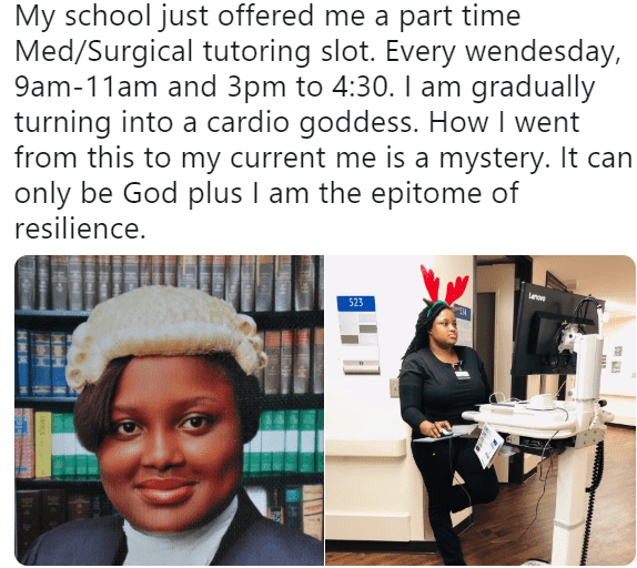 Meet Nigerian Lady Who is a Lawyer, Now Pursuing a Medical Career