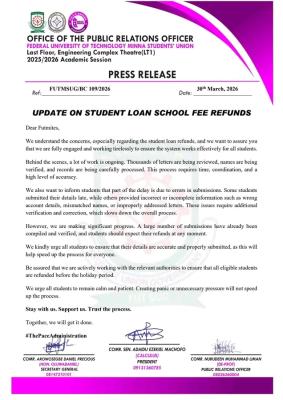 FUTMinna SUG update on Students' Loan Refunds