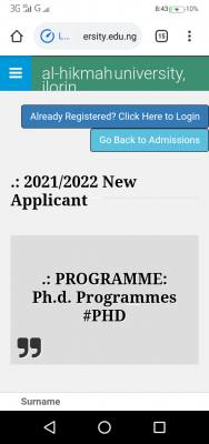 Al-Hikmah University postgraduate admission form for 2021/2022 session