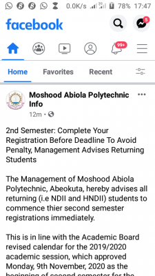 MAPOLY notice to students on 2nd semester registration