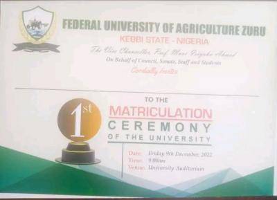 FUAZ 1st matriculation ceremony holds December 9th
