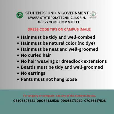 Kwara State Polytechnic Dress Code Policy for Male Students