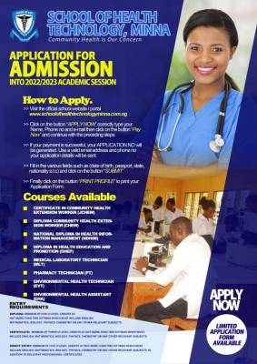 School of Health Technology, Minna admission form for 2022/2023 session
