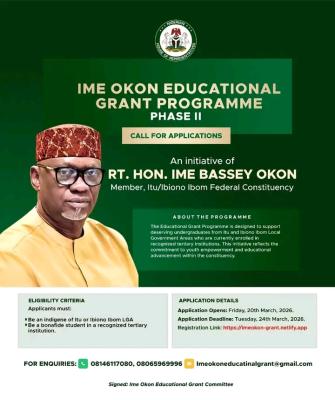 Ime Bassey Okon Educational Grant Application for undergraduates from the Itu & Ibiono Ibom LGA
