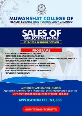 Muwanshat College of Health Science, 2022/2023 Admission Form