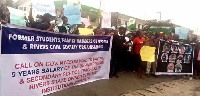 Rivers state teachers protest five years unpaid salaries