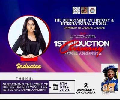 UNICAL announces 1st Induction Ceremony for Department of History & International Studies