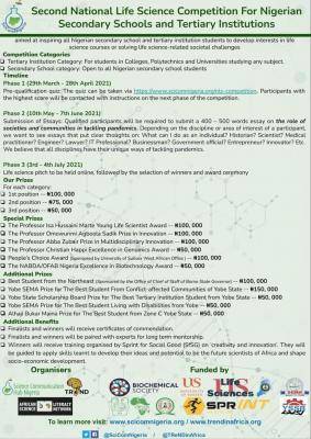 National Life Science Competition For Nigerian Secondary Schools and Universities (2nd edition)